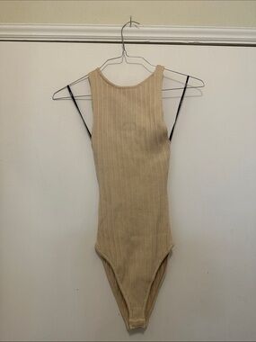 Forever 21 Ribbed Sleeveless Bodysuit in Tan